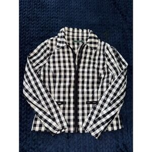Lauren Ralph Lauren Checkered‎ Vinyl Jacket Full Zip Lightweight Size Small